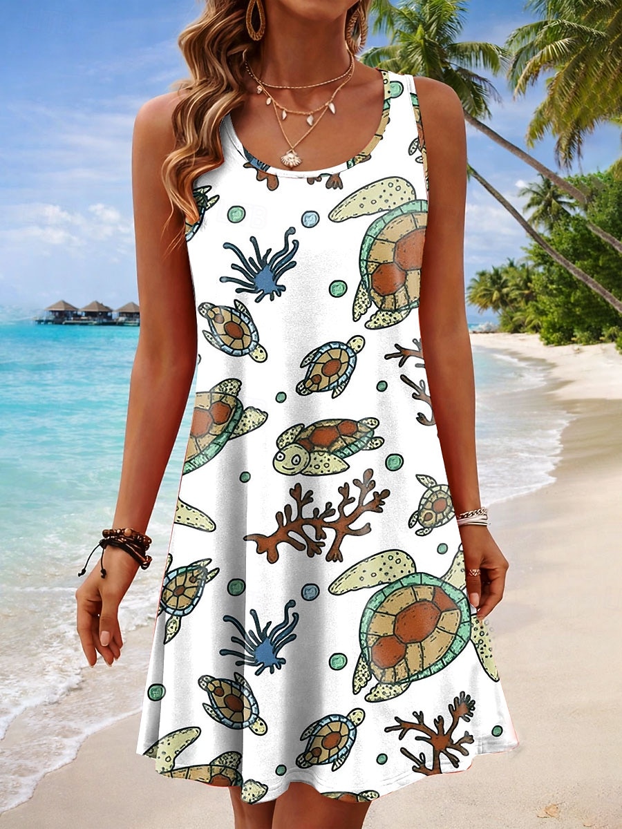 Per donna Mini Abito Vestito Estivo Abito a trapezio Abito Estivo Vacanza Casual Boho Spiaggia Feste Matrimonio Vestibilità regolare Grafico Leopardo Geometrico Senza Maniche Collo a U Bianco Giallo del 2026 a $24.99 –P2
