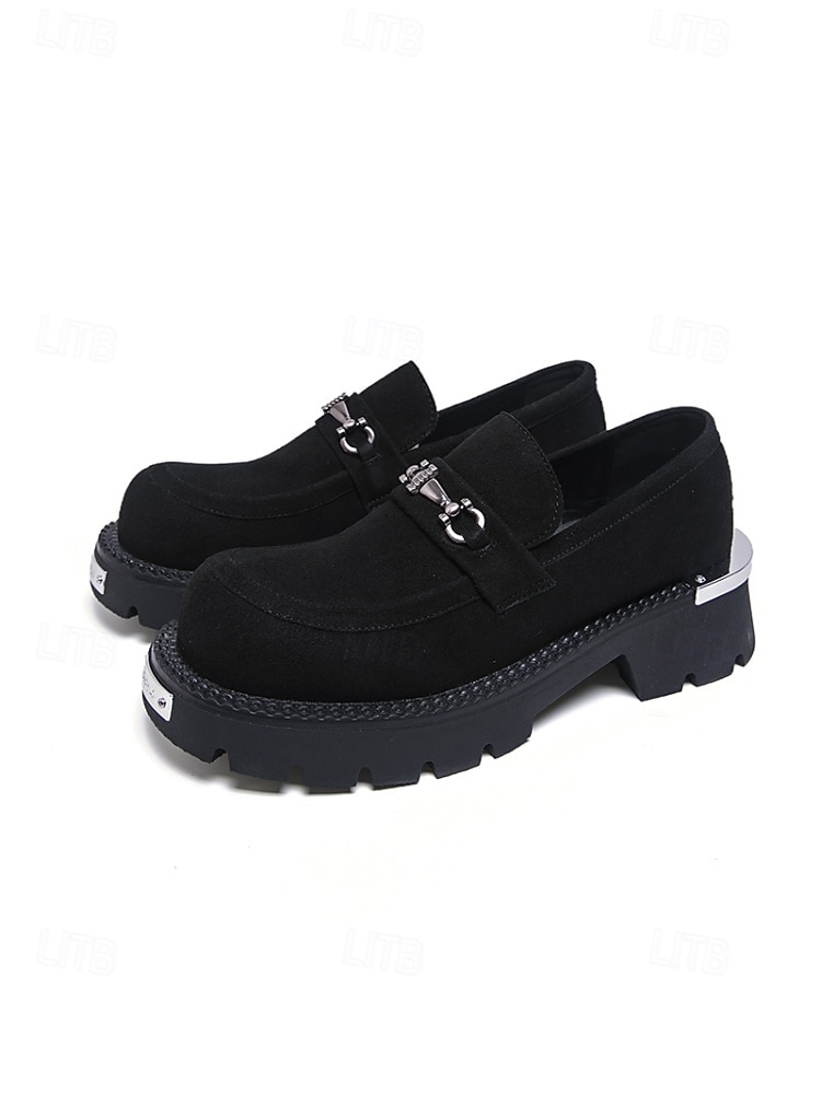 mocassini da uomo in pelle scamosciata marrone, elegante design slip-on con suola spessa, perfetti per matrimoni in giardino, eventi formali all'aperto e celebrazioni eleganti del 2026 a $54.99 –P6