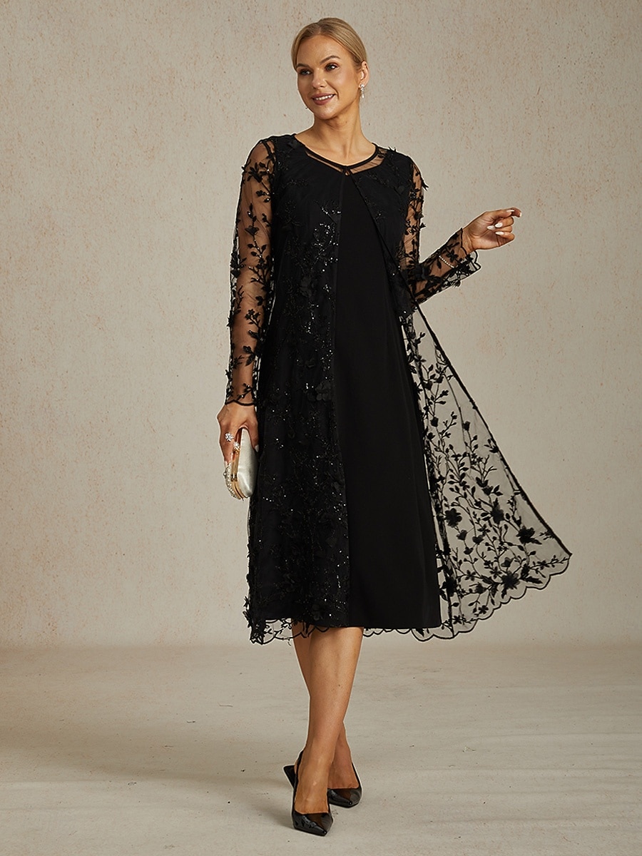 Női Blézer Dzsekik Kényelmes Csipke Hímzett Flitter Strassz Elegáns Virágos Hétköznapi Napi Kerek nyakkivágás Normál Háromnegyedes Felsőruházat Fekete Nyár Tavasz 2026 - $103.99 –P3