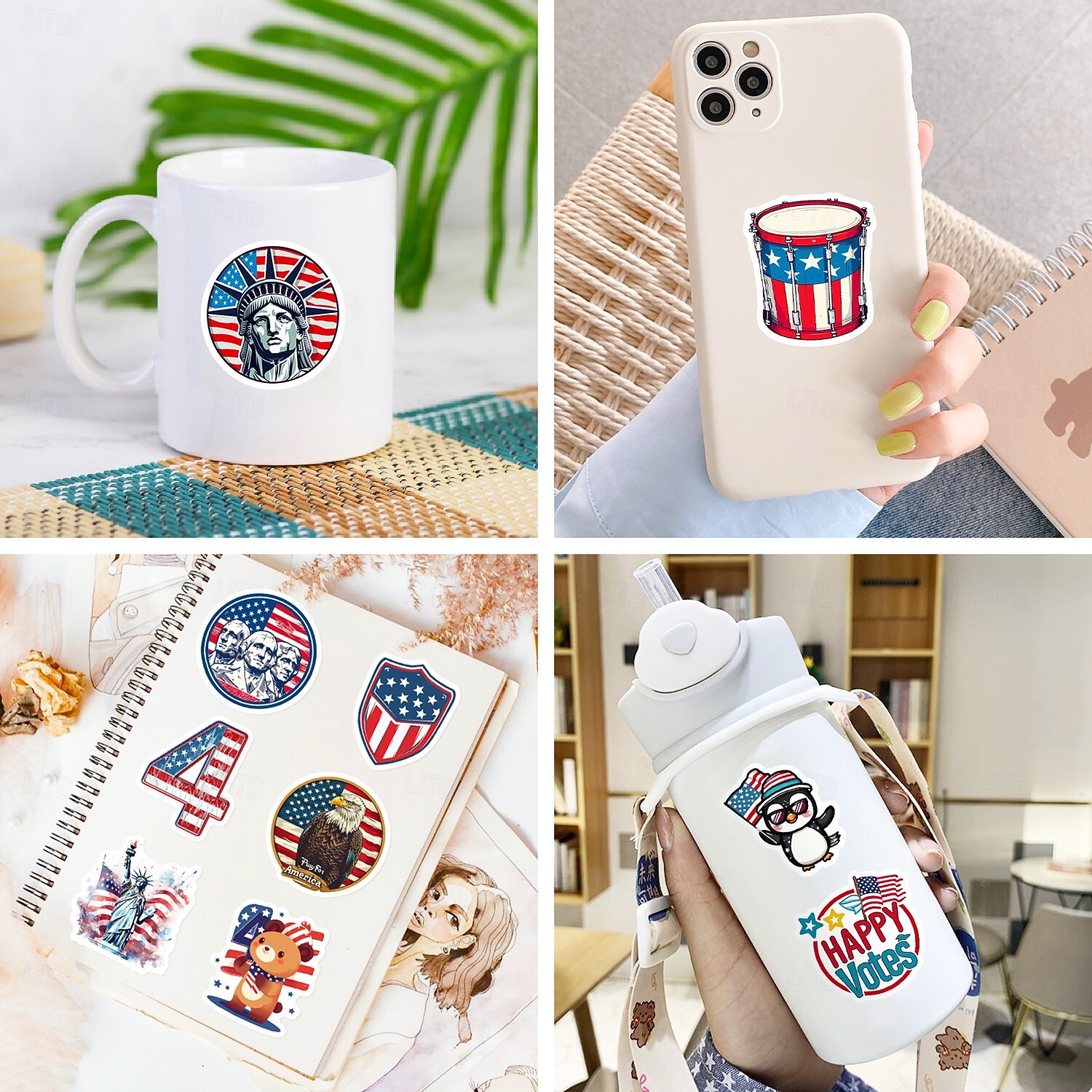 250 buc autocolante pentru sărbătoarea Zilei Independenței Americii, caiet graffiti DIY, skateboard, valiză, autocolante impermeabile, 5 pachete a câte 50 de hârtie artistică 2026 - $11.99 –P3