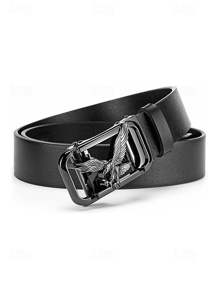 Echtleder-Herrengürtel mit Adler-Automatikschnalle – luxuriöser Rindsledergürtel für Business, Hochzeiten und formelle Alltagskleidung – stilvoller Ratschengürtel in verschiedenen Farben und Ausführungen 2026 - $18.99 –P5