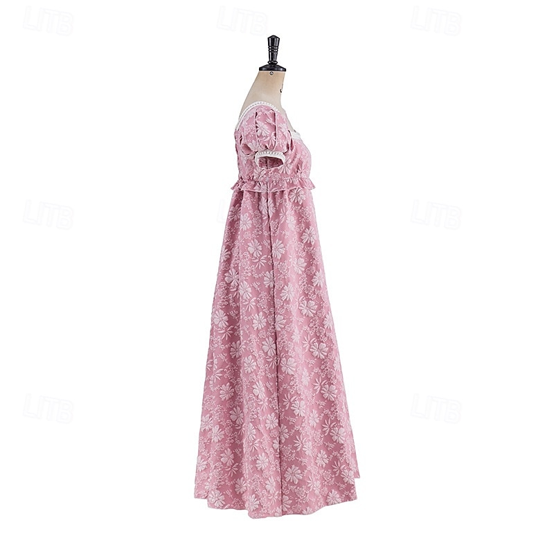 Retro Vintage Mittelalterlich Renaissance Bodenlang Kleid Ballkleid Kleid im Regency-Stil Puffärmel / Ballon Jacquard Blumen Kostüm Damen Halloween Karneval Abschlussball Hochzeit Maskerade Erwachsene 2026 - $55.99 –P3