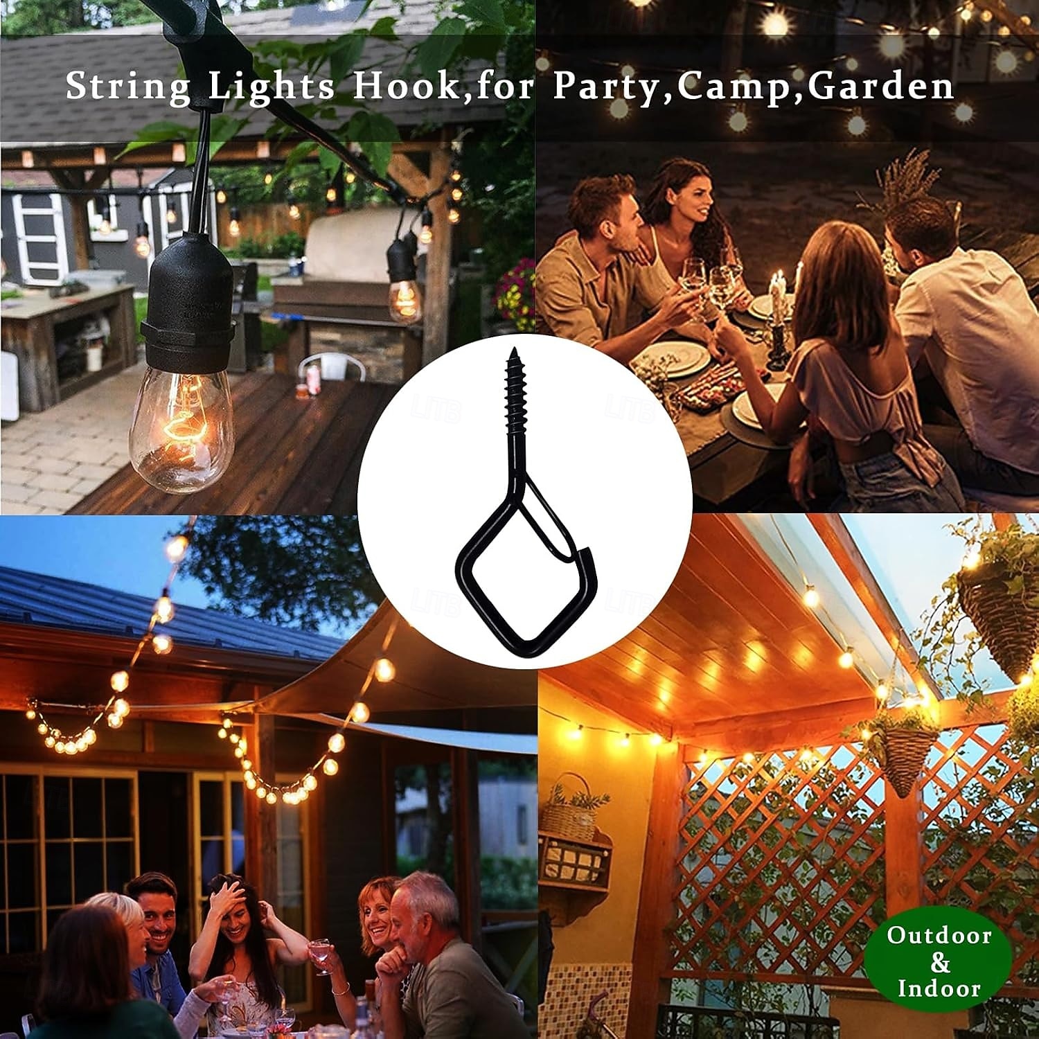 20pcs Square Snap Hanging Hooks with Safety Buckle, Anti-Drop Screw-In Outdoor Hooks for String Lights, Hanging Plants, Wind Chimes, Bird Feeders, Lanterns, Christmas Decorations 2026 - $16.99 –P7