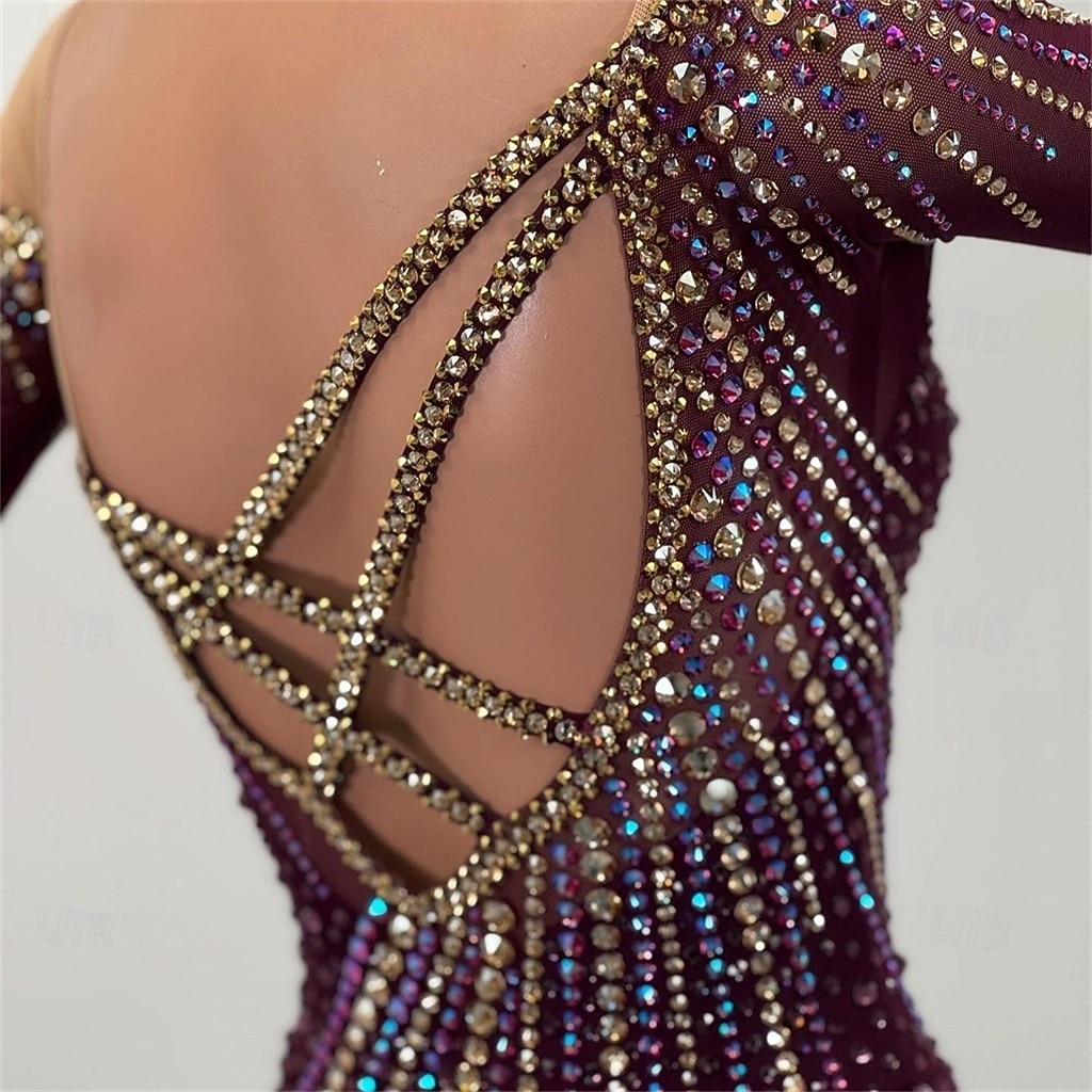 Figure Skating Dress Girls' Ice Skating Dress Fuchsia Patchwork Open Back Stretchy Training Competition Skating Wear Classic Crystal / Rhinestone Long Sleeve Ice Skating Figure Skating 2026 - $316.39 –P11