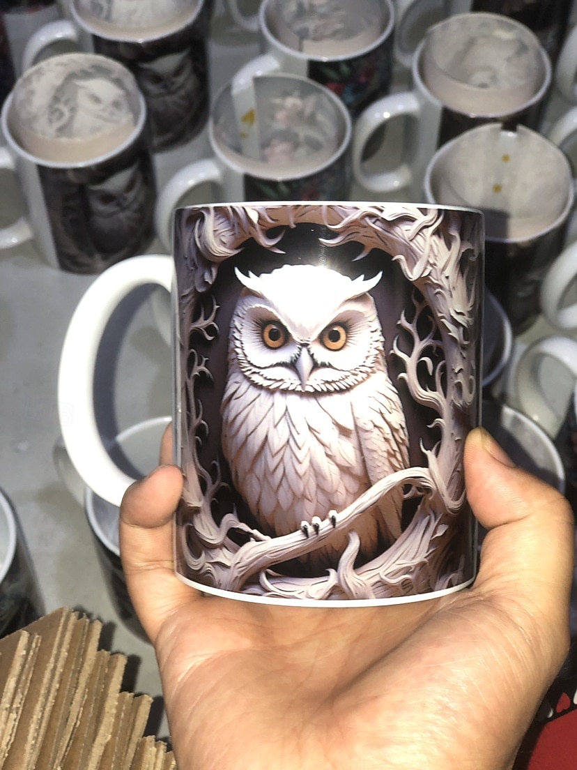 Hrnek na kávu o objemu 293 ml s roztomilým 3D motivem kočky, králíka a ptáka, termohrnek z keramiky, opakovaně použitelný, pouze ruční mytí, rozkošný zvířecí design s květinami, perfektní dárek ke 2026 - $16.99 –P25