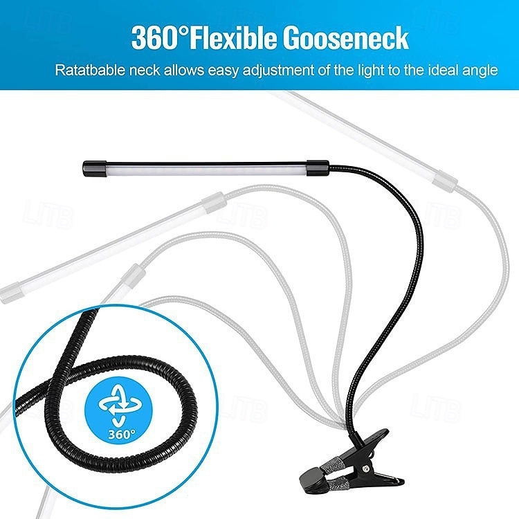 LED Clip Desk Lamp with No Flicker Eye Care, 3 Brightness Levels, Adjustable for Reading, Study, Bedroom, Dorm, USB Powered, Bedside Light, Flicker-Free 2026 - $12.49 –P3