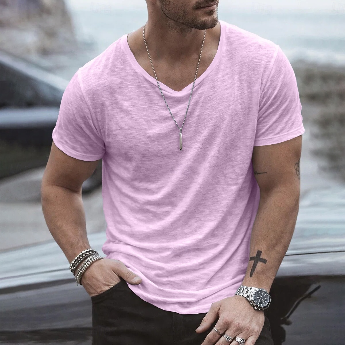 Herr T-tröja Linne T-shirt Kort ärm Rund hals Sommar Slät Mode Designer Grundläggande Mjukt Ledigt Semester Gata Purpur Topp t-shirt för män 2026 - $19.99 –P8