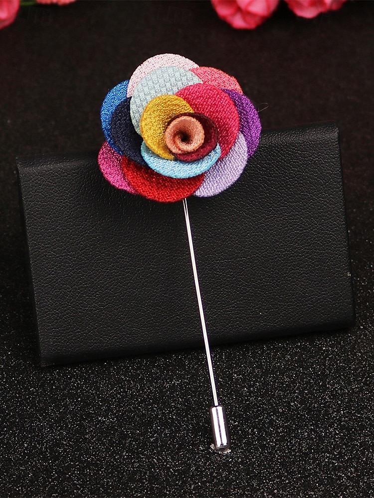 Ręcznie wykonana męska broszka z motywem róży - elegancka butonierka z tkaniny poliestrowej na śluby, dodatki do garniturów pana młodego i drużbów, bale maturalne i imprezy - stylowa broszka z motywem kwiatowym w wielu kolorach 2026 - $7.99 –P7