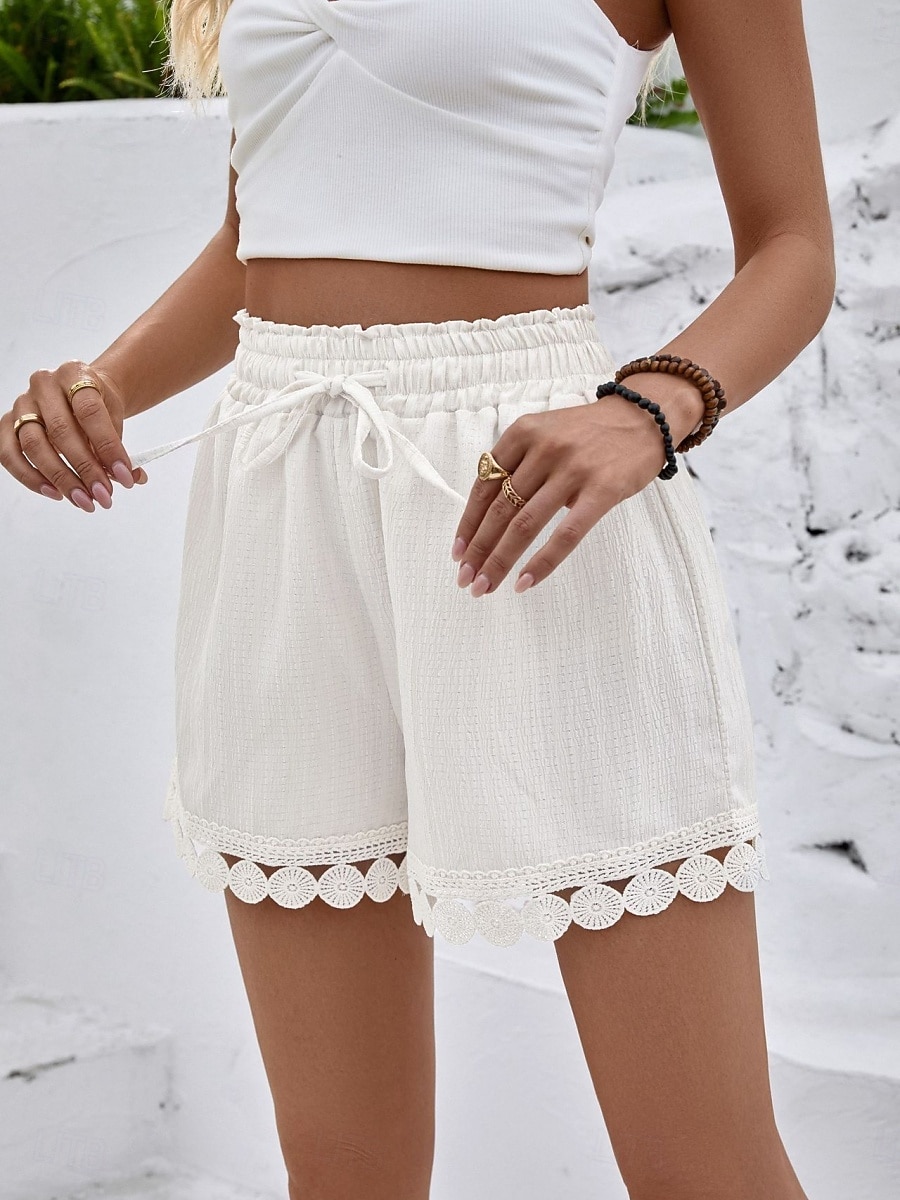 Femmes Chinos Shorts Shorts d'été Vacances Mode Streetwear Court Taille haute Uni Cordon de serrage Dentelle Taille Élastique Confort Respirabilité Confortable Non Elastique Micro-Élastique Quotidien de 2026 ? $20.99 –P9
