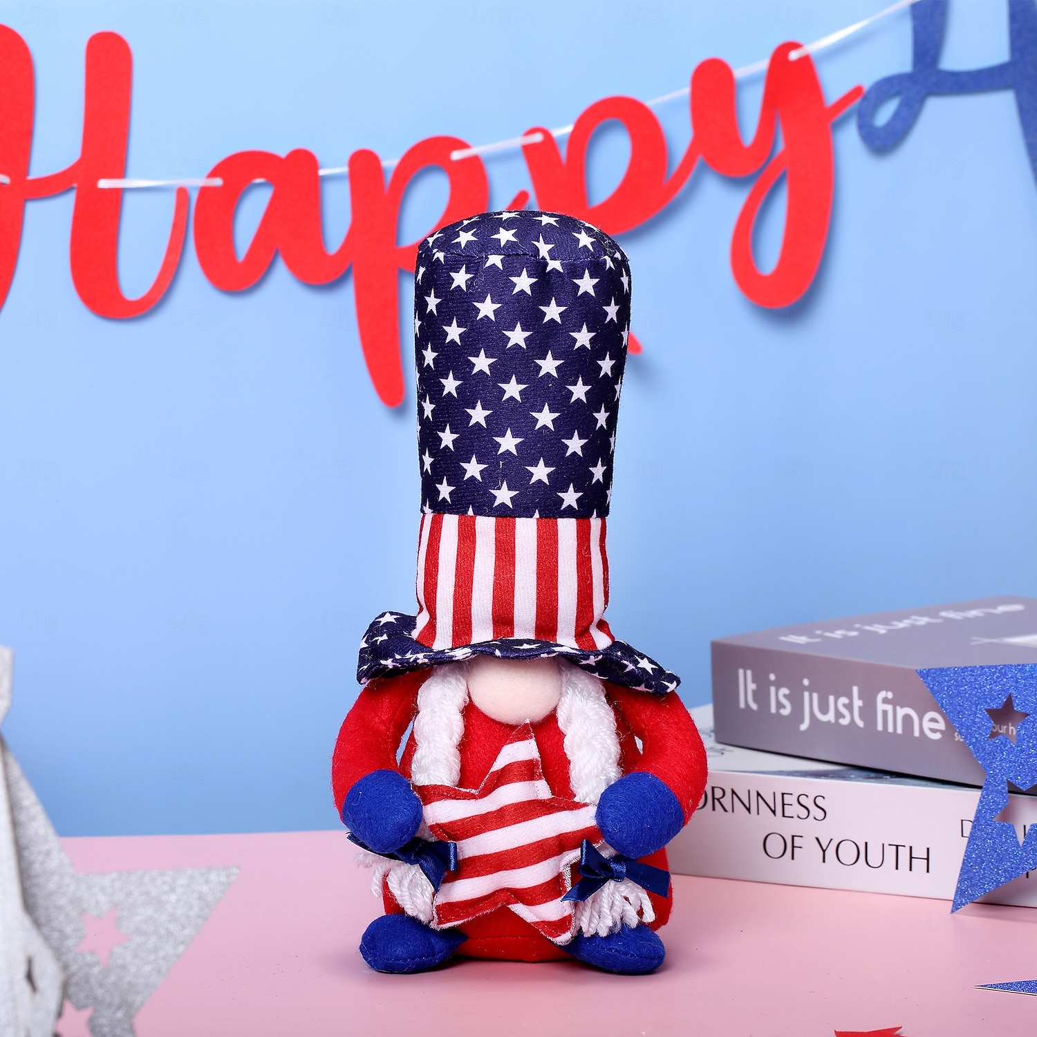 250 Years Independence Day Striped Pentagram Rudolf Dwarf Faceless Doll Decoration 2026 - $13.99 –P2
