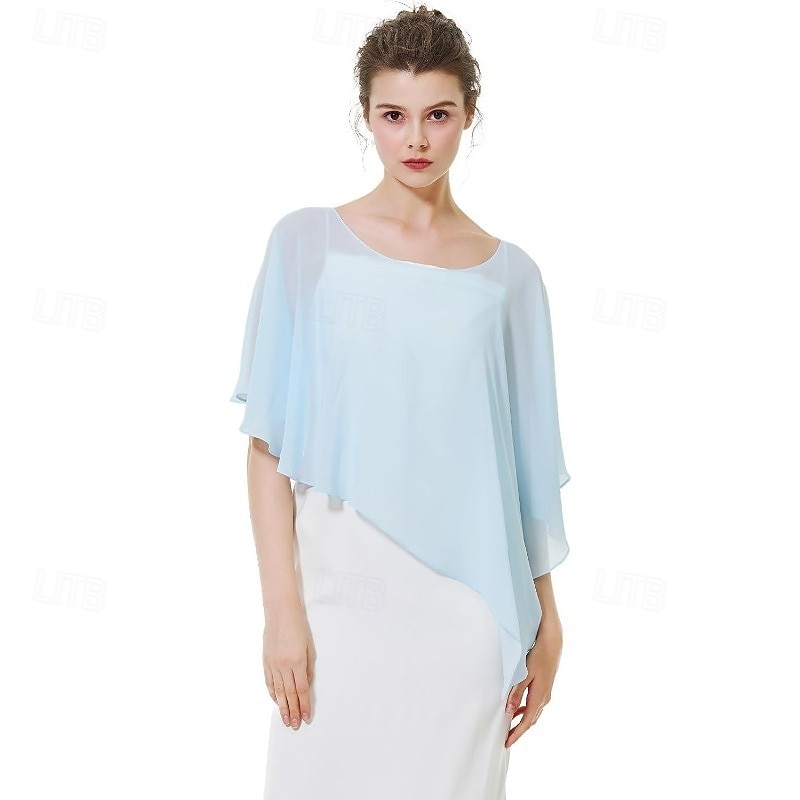 Bolero Chusty Mamy Chusty dla nowożeńców Chusty dla gości weselnych Peleryna Elegancja damska Styl formalny Bez rękawów Szyfon Chusty ślubne Z Czysty Kolor Na Codzienny Lato 2026 - $22.99 –P2