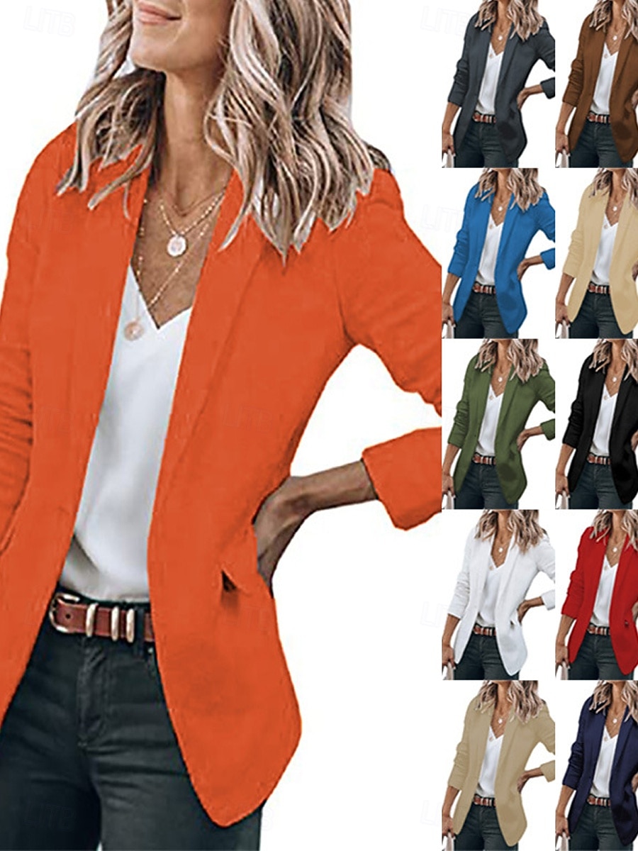 Damen Blazer Bequem Tasche Mode Lässig Einfach Straße Alltagskleidung Ausgehen Wochenende Regulär Gekerbtes Revers Schlank Langarm Oberbekleidung Schwarz Weiß Gelb Frühling Herbst 2026 - $29.99 –P1