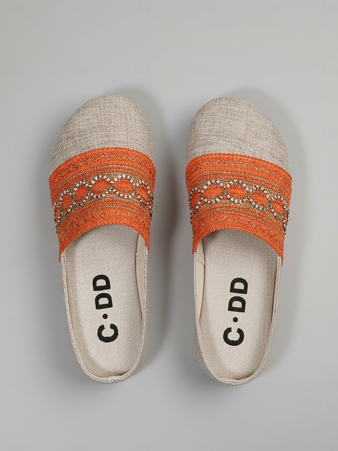 muli ricamati bohémien arancioni da donna - slip-on etniche in tela di lino per picnic estivi, vacanze &passeggiate in spiaggia del 2026 a $18.99 –P1