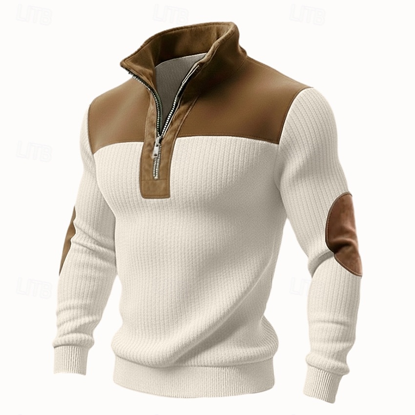 Hombre Sudadera Pull-over Sudadera con un cuarto de cremallera Punto acanalado Albaricoque Negro Blanco Verde Trébol Cuello Mao Plano Retazos Bloque de Color Con Texturas Casual Diario Deporte Ropa 2026 - $28.99 –P2