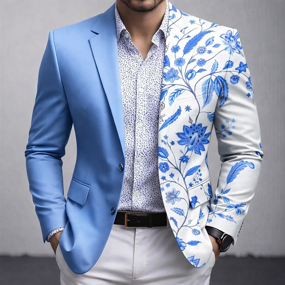 Homens Estampa floral Jaqueta Blazer Casaco Da Moda Confortável Respirável Artistíco Casual Casual Diário Formal Impressão 3D Botões Bolso multi Outono & inverno Primavera Entalhe Manga Longa Azul de 2026 por $85.99 –P2