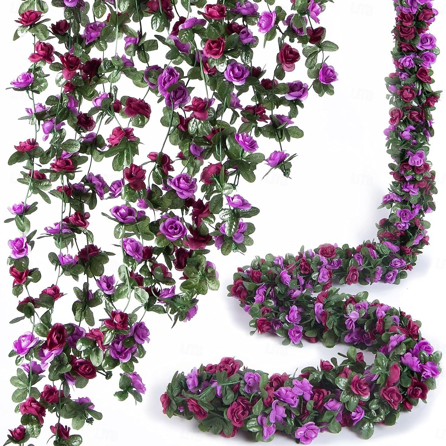 8 stuks x 2,5 meter bloemenslinger van kunstmatige rozen met groene bladeren, hangende neprozenslinger voor kamer, feest, huis, bruiloft, verjaardag, kerst, muur, boogdecoratie, lente roze bloemen 2026 - $29.99 –P14