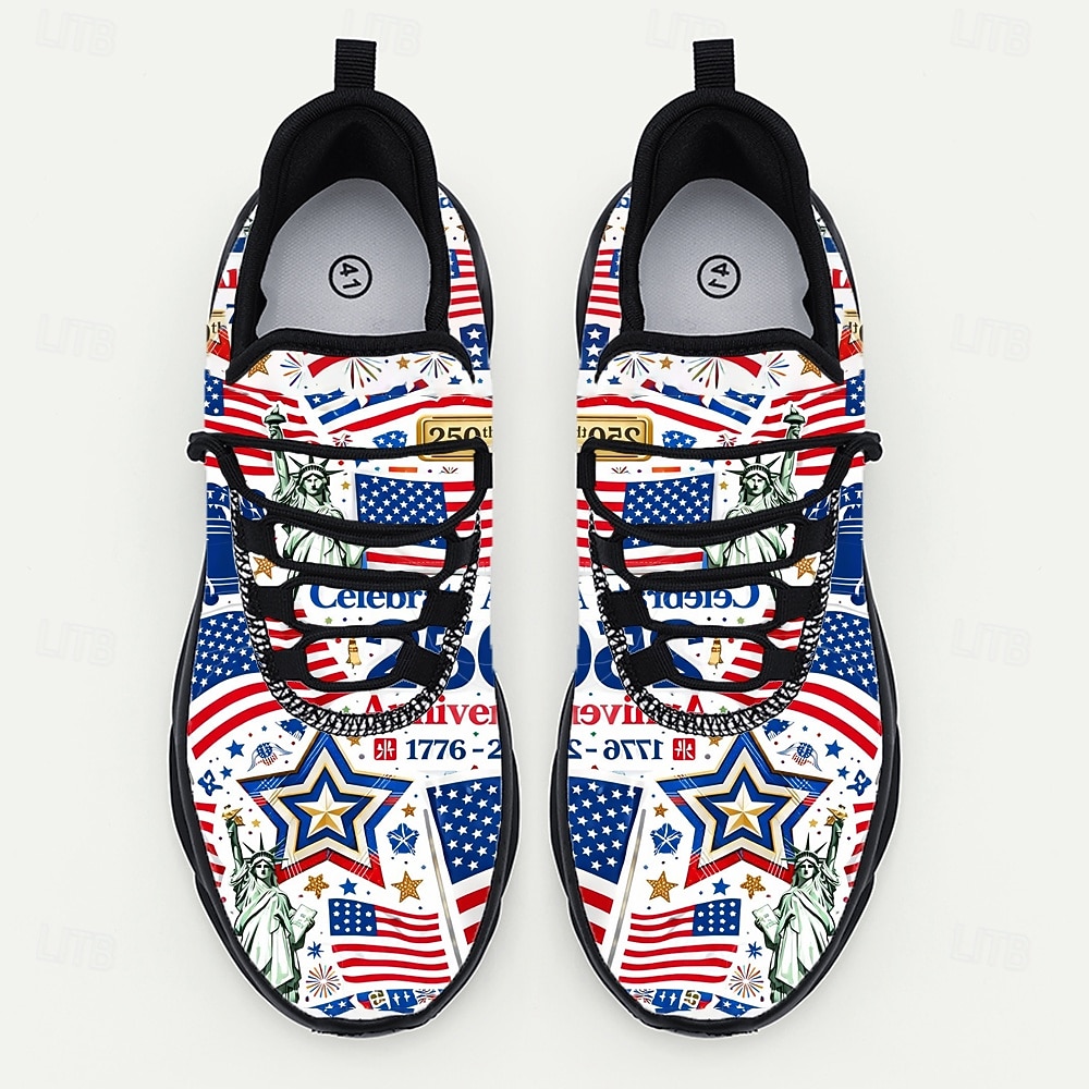 Pánské červenobílo-modré sportovní tenisky – oslavte 250. výročí Ameriky pohodlnými a stylovými teniskami k oslavě 4. července a národních událostí. 2026 - $42.99 –P6