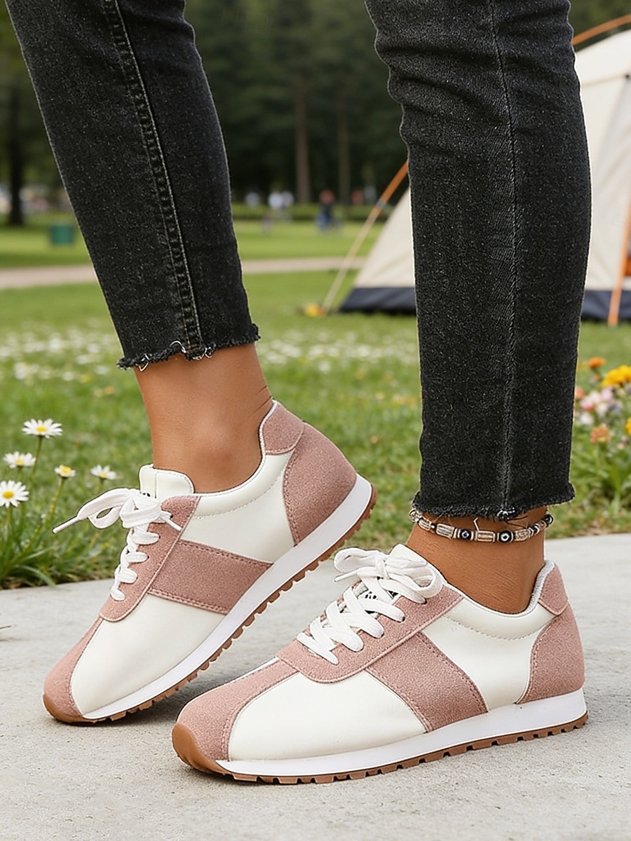 scarpe da ginnastica leggere alla moda da donna - scarpe basse chic con contrasto rosa per donna, ideali per viaggi estivi, passeggiate e outfit casual del 2026 a $26.99 –P5