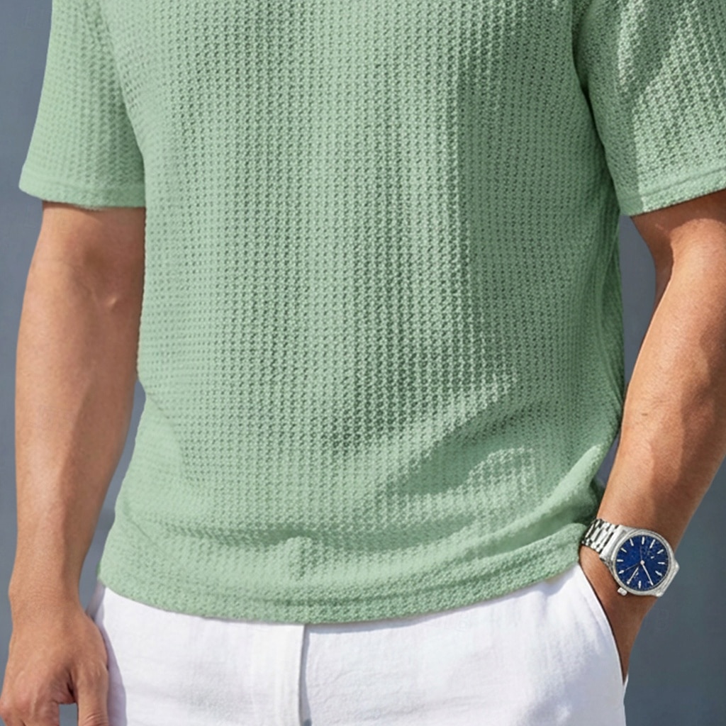 Miesten T-paita Lihaspaita Ribbineulos T-paita Lyhythihainen Lyhyt hiha Tiukka pyöreä kaula-aukko Kesä Tavallinen Pintakäsitelty Pit Strip Muoti Suunnittelija Perus Crewneck Kausaliteetti Loma Katu 2026 - $21.99 –P3