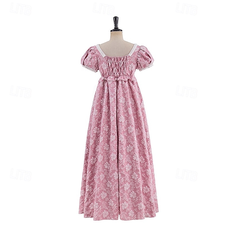 Retro Vintage Mittelalterlich Renaissance Bodenlang Kleid Ballkleid Kleid im Regency-Stil Puffärmel / Ballon Jacquard Blumen Kostüm Damen Halloween Karneval Abschlussball Hochzeit Maskerade Erwachsene 2026 - $55.99 –P6