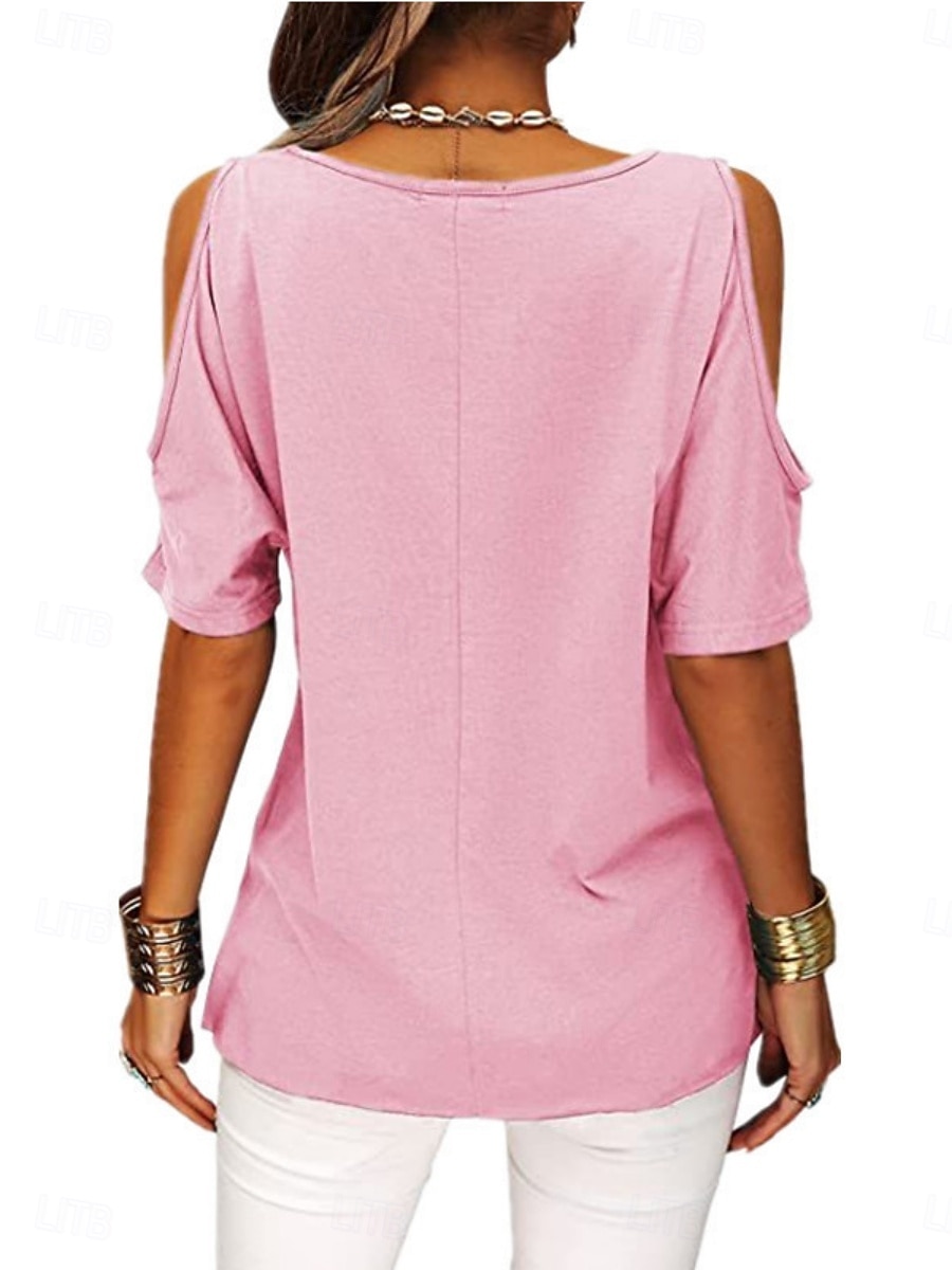 Γυναικεία Μπλουζάκι Μπλουζάκι μπλουζάκι Στεγνό διασταύρωση Σκέτο Μοντέρνα Στυλάτο Κλασσικό Κοντομάνικο Στρογγυλή Ψηλή Λαιμόκοψη Κανονικά μπλουζάκια Καθημερινά Εξόδου Σαββατοκύριακο 2026 - $19.99 –P3