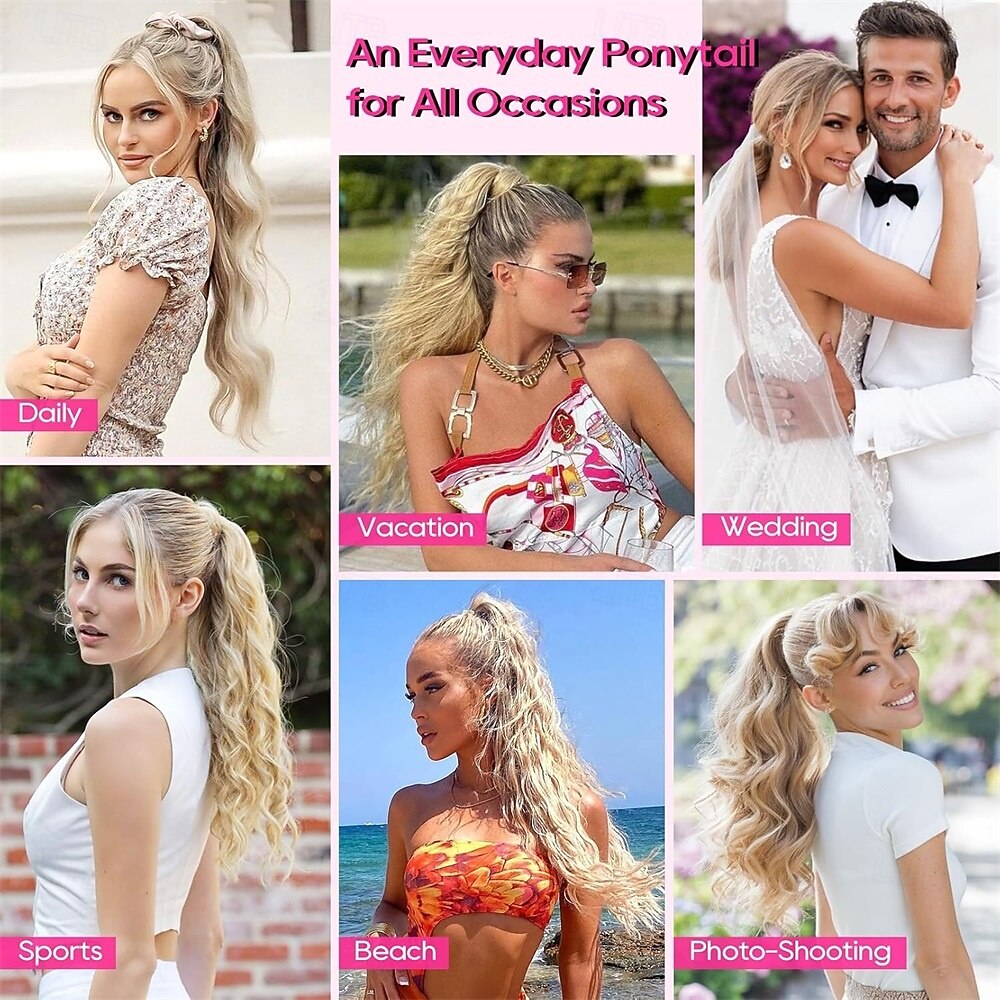 Ponytail Extension, 26 Inch Drawstring Ponytail Extension Long Curly Wavy Pony Tails Hair Extensions Synthetic Clip in Ponytail Hairpiece for Women, Dark Chocolate Brown with Highlights 26 Inch 2026 - $22.99 –P6