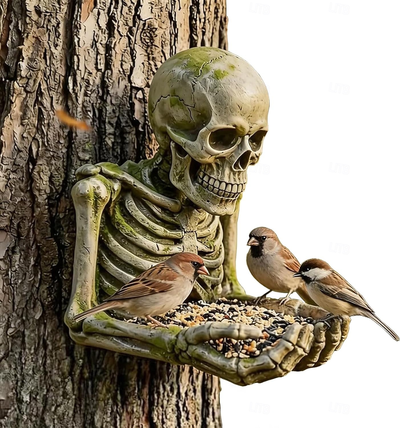 Bigfoot fuglemater, vanntett utendørs skulptur med palmeskål &skjult nøkkelhullshenger, tremontert/hengende hagedekor for fugletitting i hagen, for naturelskere 2026 - $25.99 –P8