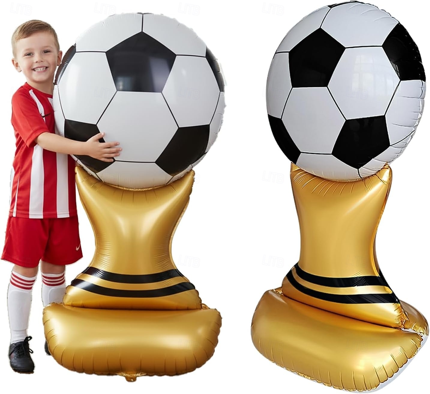 Balení 2 ks 47palcových fotbalových balónků s trofejí pro letní fotbalový zápas 2026, football leták, mylarové balónky s trofejí, velké fotbalové párty, sportovní akce, týmové oslavy 2026 - $21.99 –P1