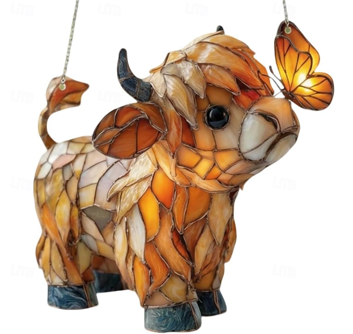 לוכד שמש של פרפר פרה בהילנד, תליית חלון אקרילית, קישוט לוכד שמש של חיות משק לבית, לחדר שמש, לגינה, מתנה לאוהבי פרות 2026 - $11.99 –P4