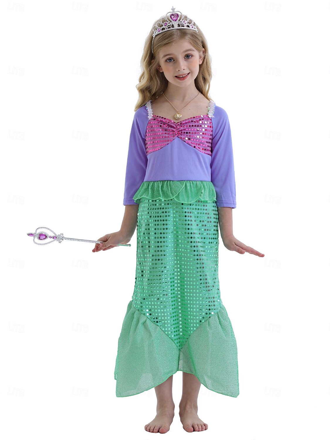 Sirena Principessa Vestito Costume per festa a tema Film Cosplay for Ragazze Bambini Halloween Carnevale Mascherata Vacanza Feste Ferie del 2026 a $25.99 –P2