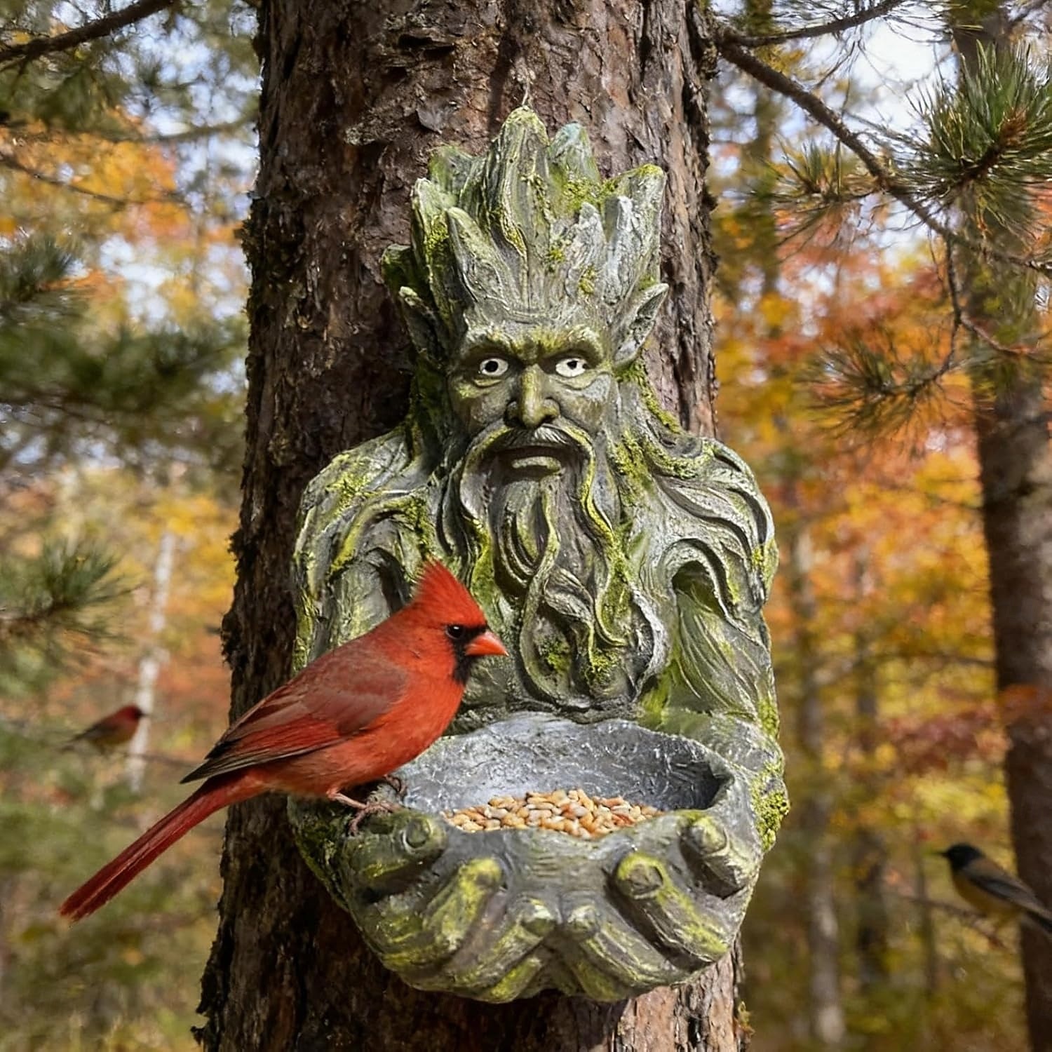forntida trädformad fågelmatare skulptur, nyckfull trädgubbe utomhus trädgårdsdekor med dold nyckelhålshängare, hartsmaterial, perfekt för fåglar, terrass innergård &magisk trädgårdsgåva 2026 - $20.99 –P2