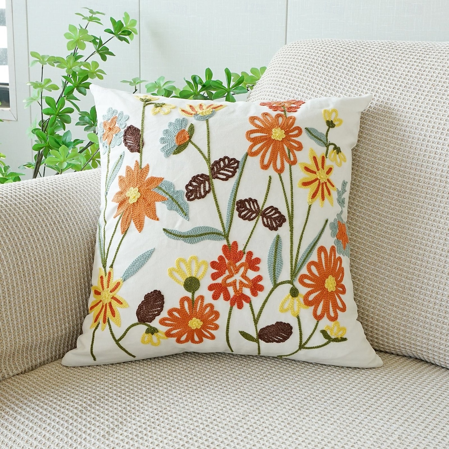 Country Style Embroidered Pillow Covers Living Room Sofa Cushion Fresh Floral Plant Throw Pillow for Window Seat Headrest 2026 - $18.99 –P10