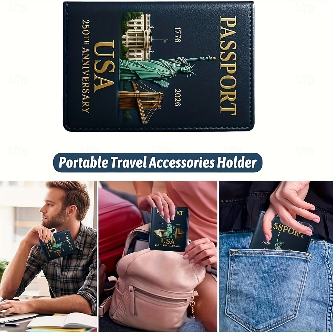 κάτοχος διαβατηρίου για την 250ή επέτειο των Ηνωμένων Πολιτειών, κάτοχος διαβατηρίου για το ιδρυτικό πνεύμα, αναμνηστική έκδοση για τα 250 χρόνια, πορτοφόλι διαβατηρίου ταξιδιού, κλείδωμα RFID, 2026 - $16.99 –P7