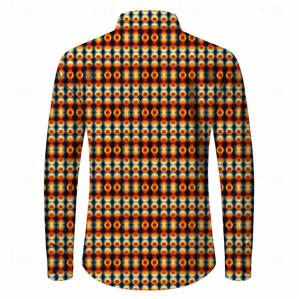 Retro Vintage 1970s Shirt Aloha Shirt Long Sleeves Hippie Geometric Fancy Dress Men's Masquerade Music Festival Party Daily Wear Adults' Shirt 2026 - $23.99 –P2