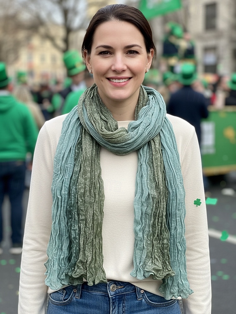 Dameskjerf i bomull og lin med krøllete detaljer, bohemsk paisley-trykk med flerfarget lett sjal, mykt og avslappet moteskjerf til St. Patricks dag-festivalen, reiser, utendørs og hverdagsbruk 2026 - $11.99 –P2