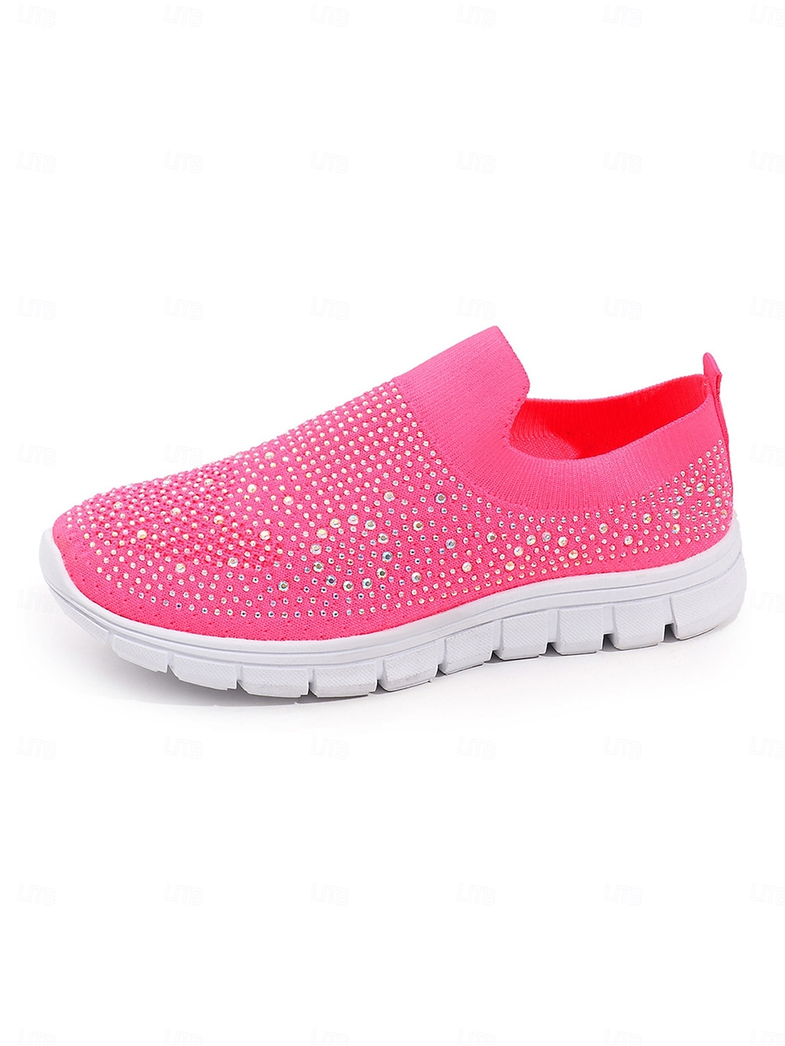 scarpe da ginnastica slip-on da donna con strass rosa - tomaia in Flyknit traspirante, leggere &scarpe sportive casual scintillanti per camminare, fare jogging, viaggiare, indossare ogni giorno del 2026 a $24.99 –P1