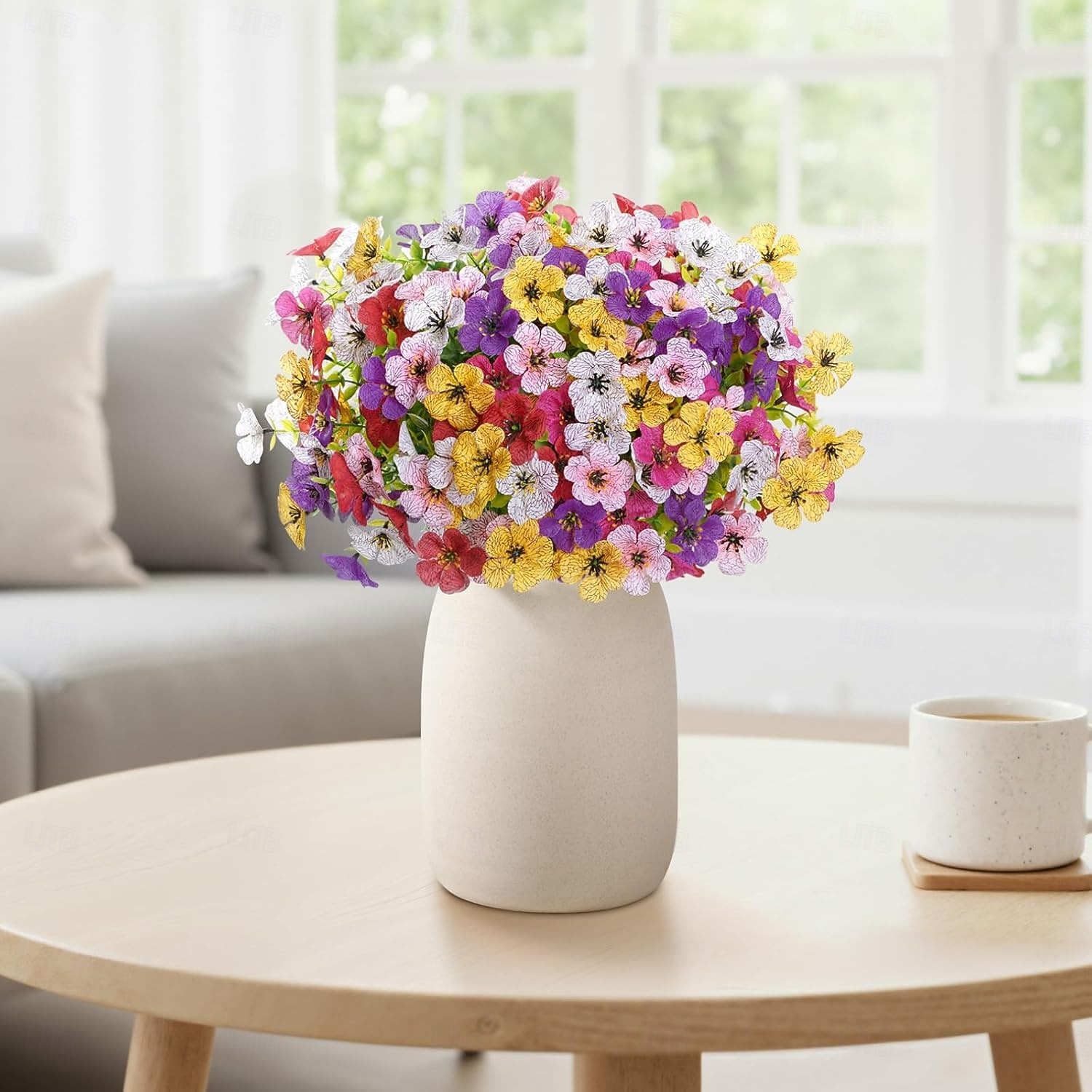 24 de pachete de flori artificiale pentru interior și exterior, flori artificiale din plastic mixte, 6 culori, margarete cu frunze de eucalipt pentru decor de grădină, verandă, jardinieră 2026 - $39.99 –P6