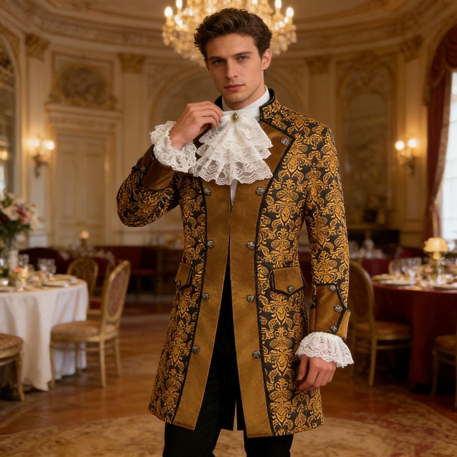 Rokoko Mittelalterlich Renaissance Mantel Ausgefallene Kostüme Halskrause langarm Edelmann Königliche Kleidung Kostüm Herren Fantasie Halloween Karneval Leistung LARP Renaissance-Messe Erwachsene 2026 - $60.99 –P4