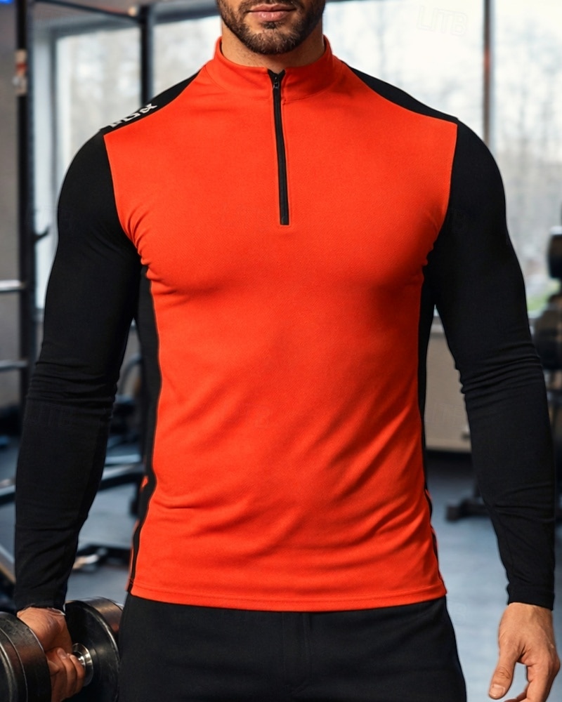 Per uomo Blocco di colori T-shirt da corsa Maglia a compressione Maglia atletica Maglia da corsa Sport in alto Primavera Autunno Patchwork Blocco di colore Cerniera a un quarto Manica Lunga del 2026 a $23.99 –P2