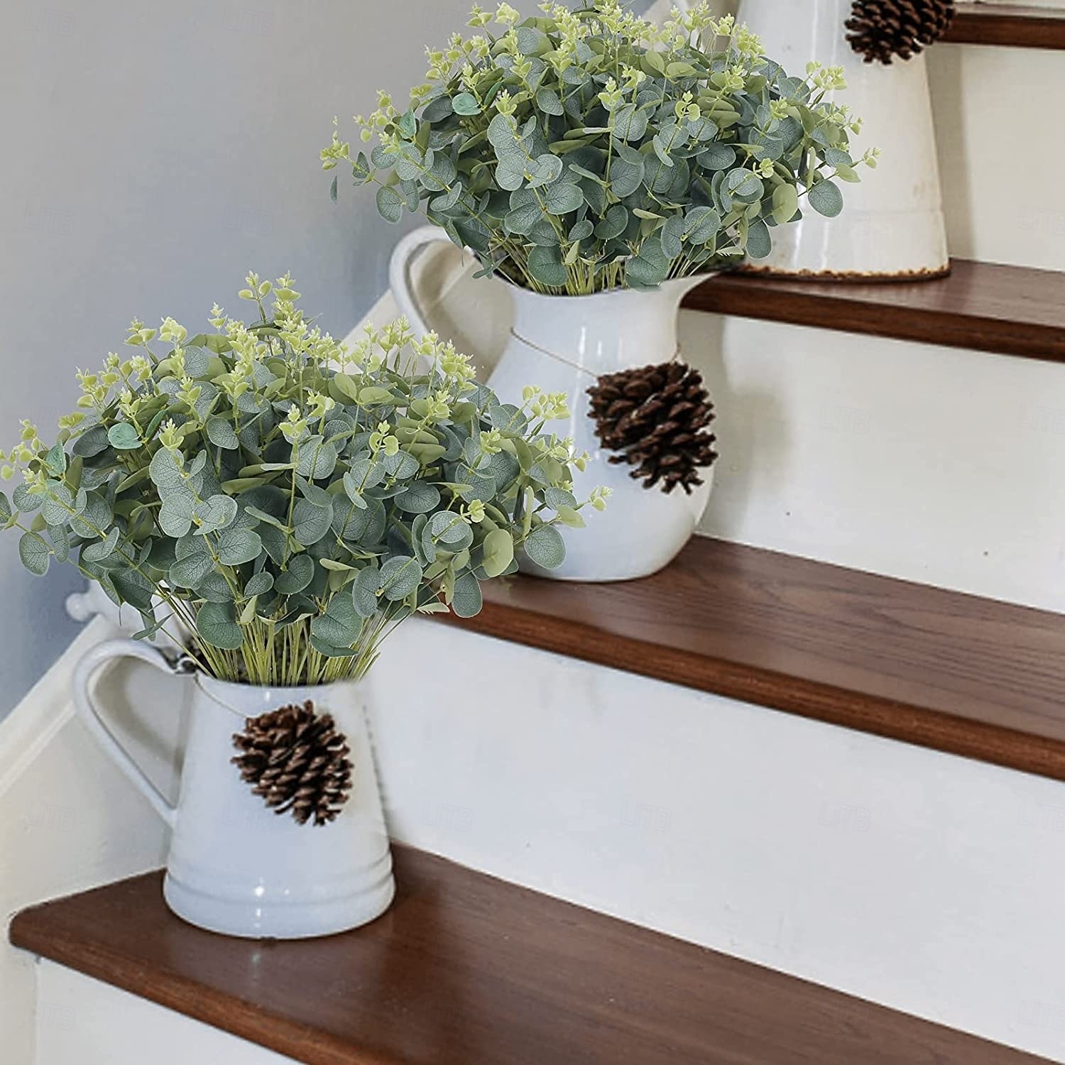 4 paquetes de tallos de eucalipto artificiales, hojas de eucalipto dólar de plata falsas, ramas verdes para arreglos florales. &decoración del hogar 2026 - $26.99 –P8