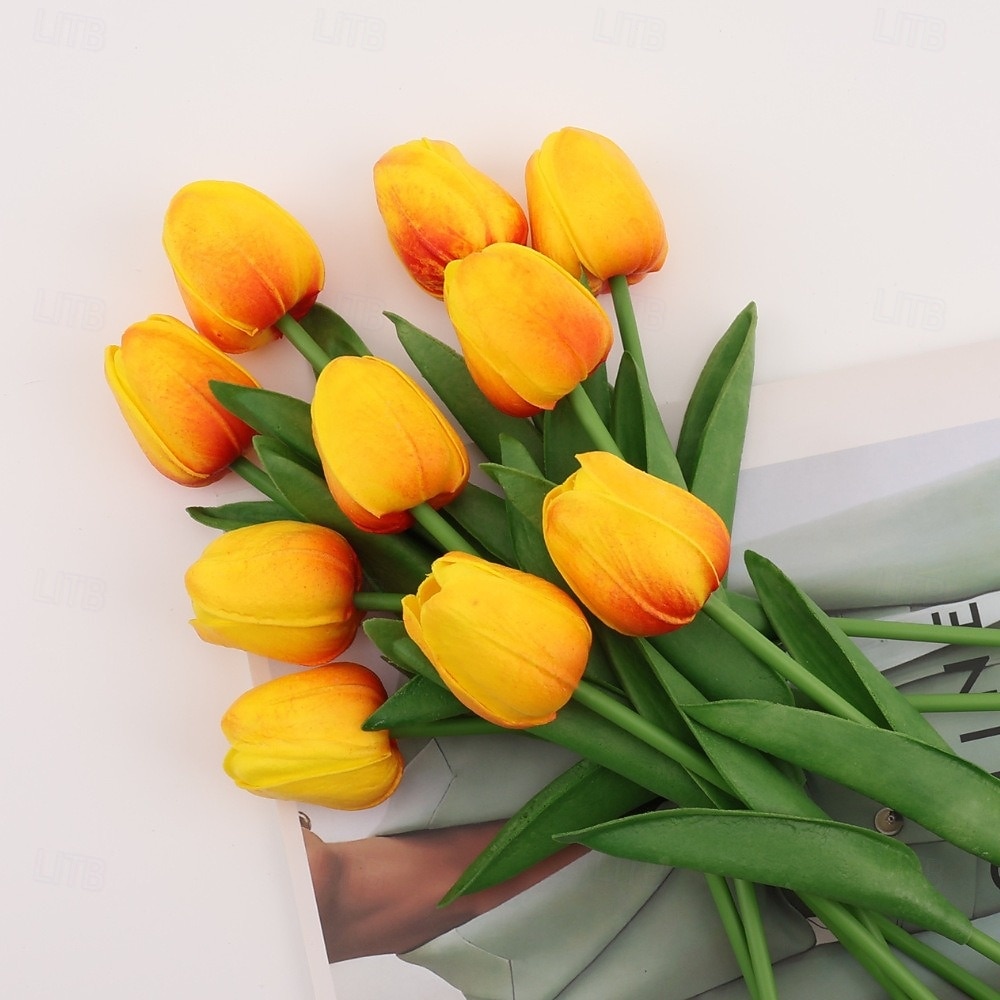 10 tulipani finti, fiori artificiali, fiori finti in PU, steli di tulipano, per bouquet primaverili da matrimonio, composizioni floreali, decorazioni per feste in casa e ufficio, per la festa della del 2026 a $15.99 –P4