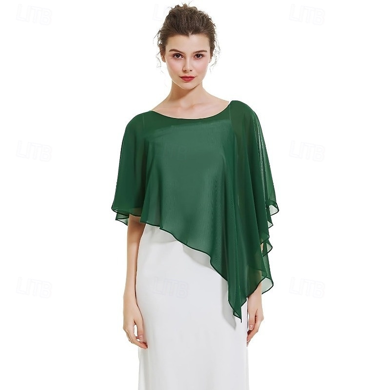 Bolero Chusty Mamy Chusty dla nowożeńców Chusty dla gości weselnych Peleryna Elegancja damska Styl formalny Bez rękawów Szyfon Chusty ślubne Z Czysty Kolor Na Codzienny Lato 2026 - $22.99 –P4