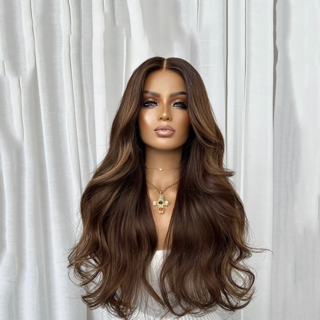 Remy Human Hair 5x5 Closure 13x4 Lace Front Wig Free Part Brazilian Hair Wavy Brown Wig 150% 180% Density with Baby Hair Ombre Hair Highlighted / Balayage Hair 100% Virgin Glueless For Women Long 2026 - $288.09 –P4