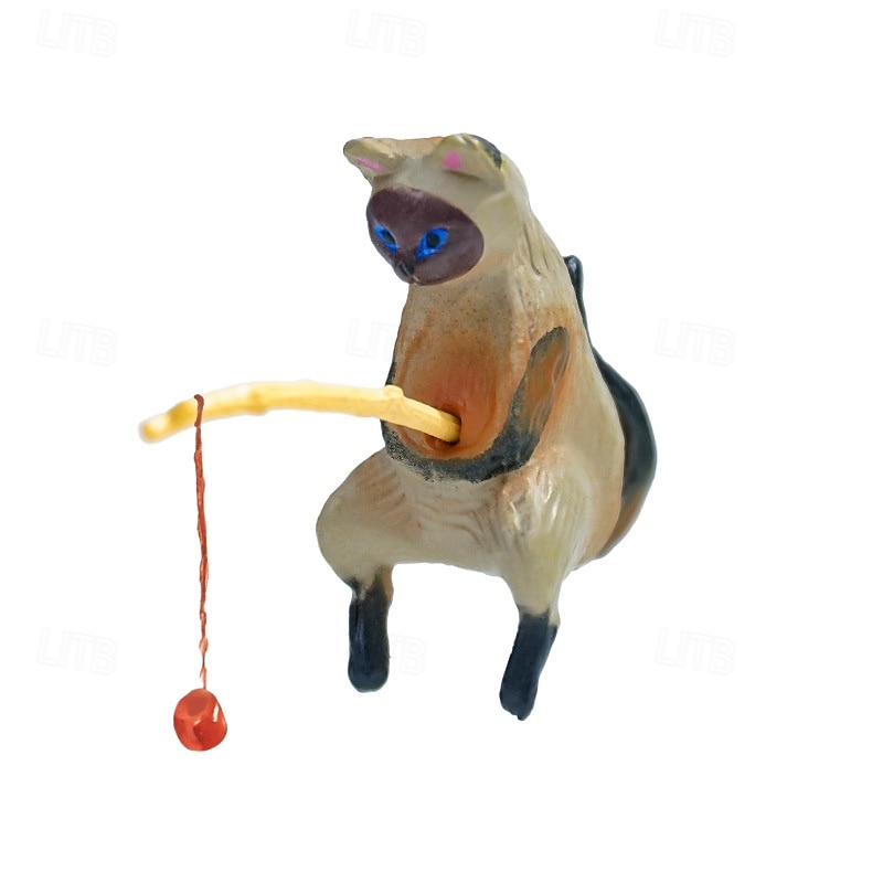 10 ks mini rybářských kočičích figurek, roztomilých kreslených kočiček, rybářských společníků, mini koček, dekorací na stůl, doplňků do interiéru auta, dekorací na palubní desku, legrační kočka, 2026 - $21.99 –P6