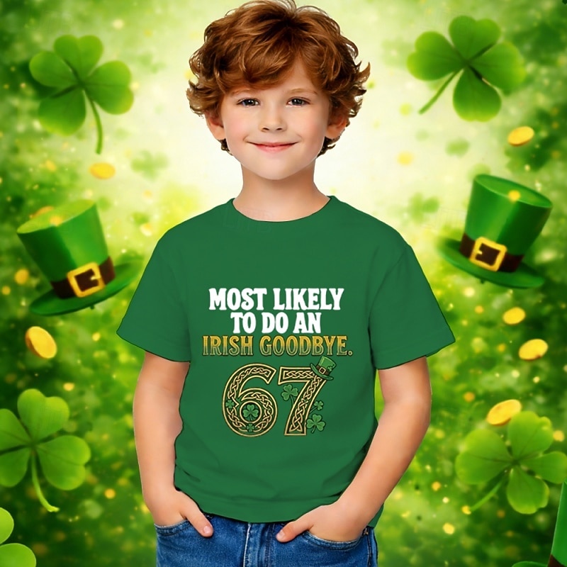 St. Patrick St. Paddy's Day Boys' 3D Graphic Funny Slang 67 T shirt Tee Short Sleeve 3D Print Summer Spring Sports Fashion Streetwear Kids 4-12 Years Crew Neck Casual Daily Outdoor Regular Fit 2026 - $14.49 –P4