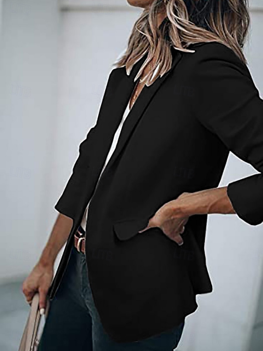 Damen Blazer Bequem Tasche Mode Lässig Einfach Straße Alltagskleidung Ausgehen Wochenende Regulär Gekerbtes Revers Schlank Langarm Oberbekleidung Schwarz Weiß Gelb Frühling Herbst 2026 - $29.99 –P13