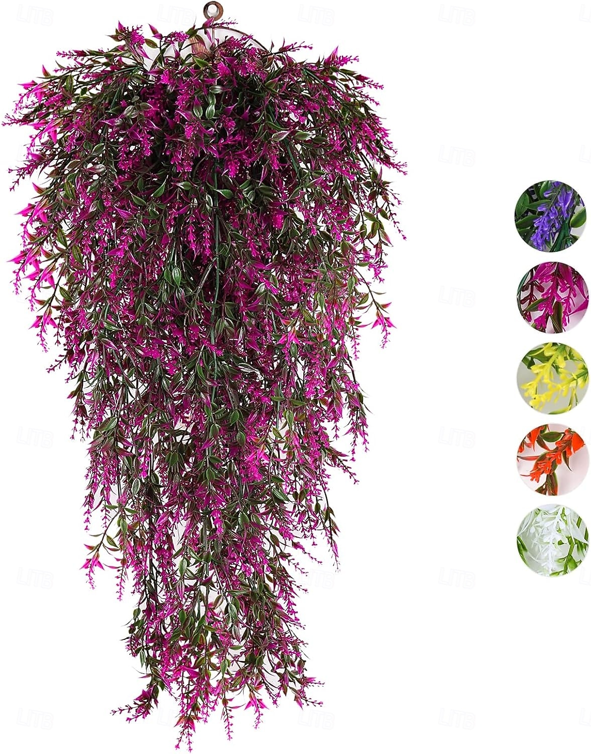 Conjunto de 4 arranjos de flores artificiais para pendurar, trepadeiras artificiais para exterior, resistentes aos raios UV, decoração de fundo para jardim, varanda, janela, pátio, vasos suspensos, de 2026 por $21.99 –P11