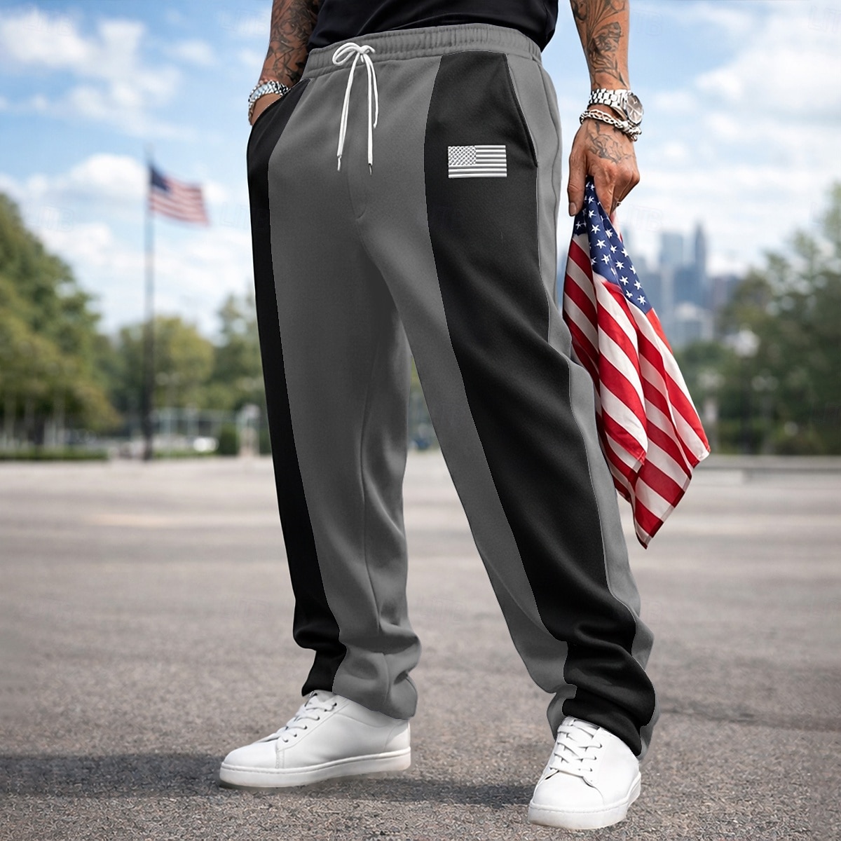 Bărbați Pantaloni Sport Pantaloni de sport cu picior drept Cordon Buzunar Talie elastică Bloc Culoare Steag Național Confort Lungime totală Casual Zilnic În aer liber Vacanță Modă Negru Roșu-aprins 2026 - $25.99 –P8
