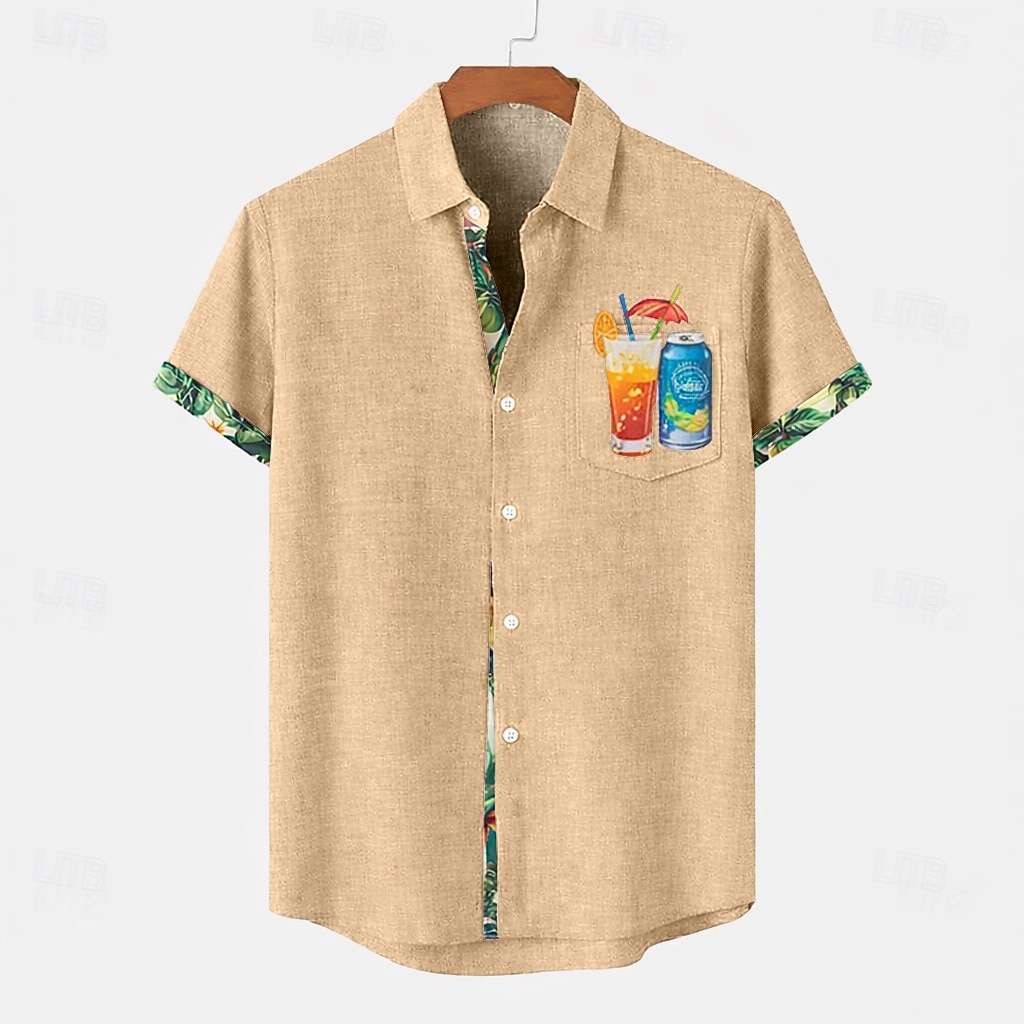 Per uomo Camicia Camicia di lino Camicia Estiva Camicia da Spiaggia Camicia con Bottoni Piante Ferie Abbigliamento quotidiano Blu Rosa Verde Cachi Manica Corta Collo ripiegato Estate Abbigliamento del 2026 a $26.99 –P7