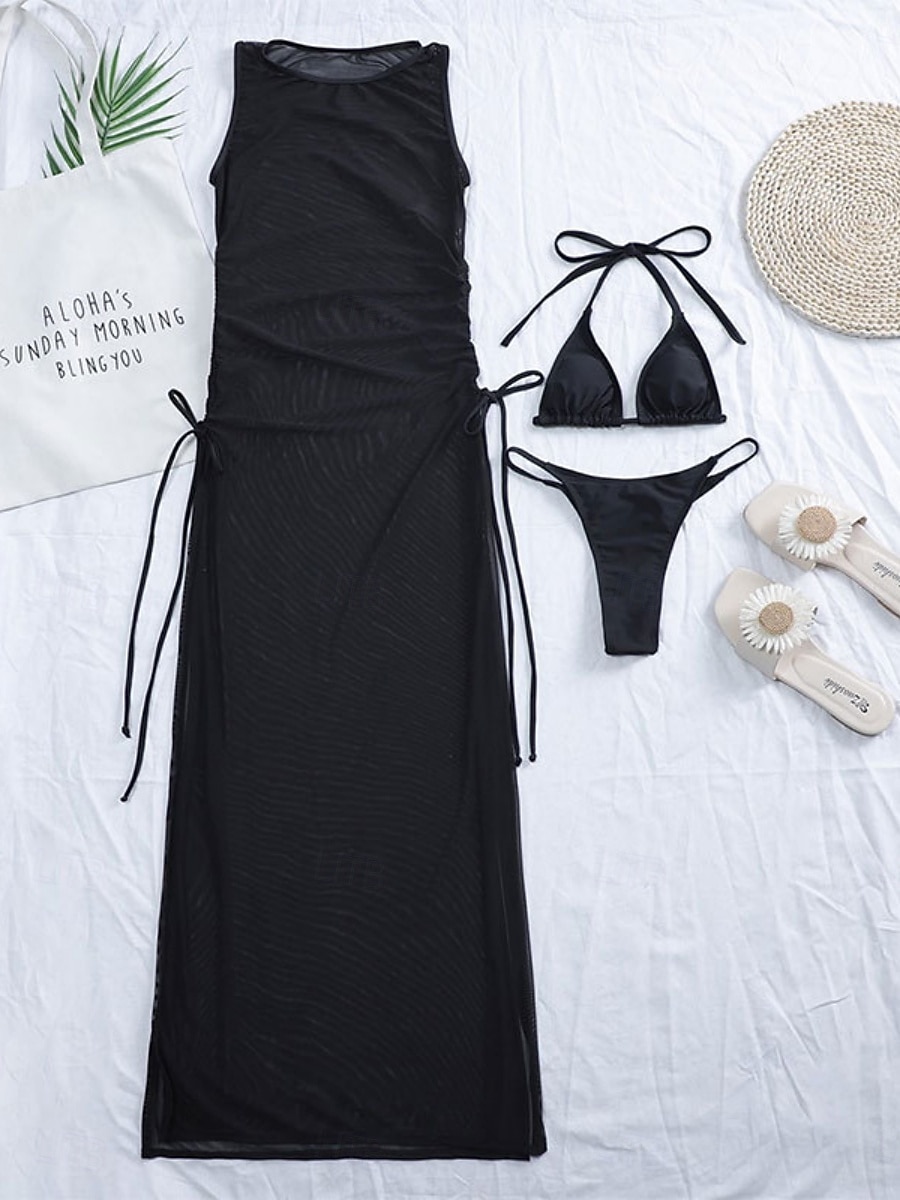 نسائي ملابس السباحة ثلاث قطع ملابس السباحة مكشكش بدون ظهر العطلة ملابس الشاطئ سهل الرقبة الرسن بدون كم بدلة سباحة 2026 - $22.99 –P7